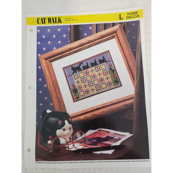 (J5) 1993 Annie's Attic Plastic Canvas Pattern Home Decor Lot of 5 Hole Punched - Picture 4 of 9